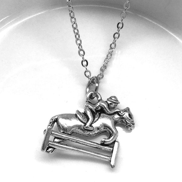 Miniature Equestrian Horse Rider Charm Necklace - Picture 1 of 2